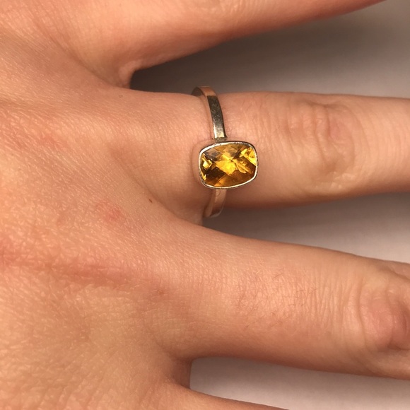 Citrine Stone Sterling Silver Dainty Classic Ring Jewelry Size 7 - Picture 7 of 7